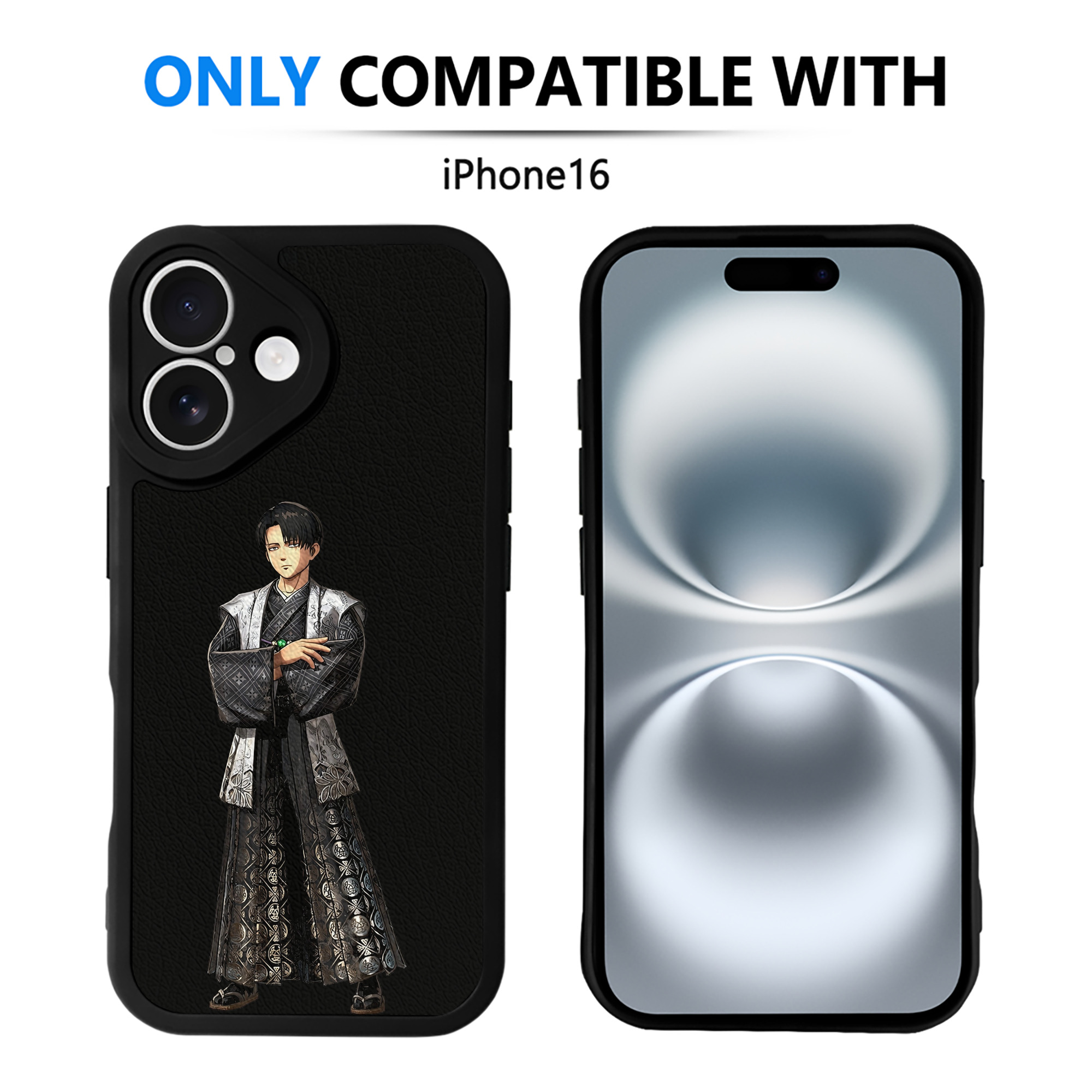 （画像用） 進撃の巨人 リヴァイ·アッカーマン Attack on Titan Levi Ackerman 【iPhone 16シリーズ対応】シリコンスマホケース（レザー調） 材質：シリコン